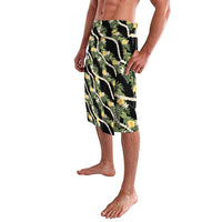 Hawaiian Pikake Maile Lei Lavalava Tiare Hibiscus Kalo Palapalai Leaf Black LT19 - Polynesian Pride