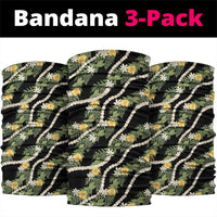 Hawaiian Pikake Maile Lei Neck Gaiter Tiare Hibiscus Kalo Palapalai Leaf Black LT19 package One Size: 25*50cm Black - Polynesian Pride