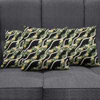 Hawaiian Pikake Maile Lei Pillow Cover Tiare Hibiscus Kalo Palapalai Leaf Black LT19 - Polynesian Pride