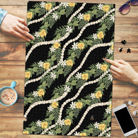 Hawaiian Pikake Maile Lei Puzzle Tiare Hibiscus Kalo Palapalai Leaf Black LT19 Black - Polynesian Pride