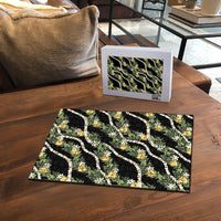 Hawaiian Pikake Maile Lei Puzzle Tiare Hibiscus Kalo Palapalai Leaf Black LT19 - Polynesian Pride