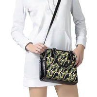 Hawaiian Pikake Maile Lei Shoulder Handbag Tiare Hibiscus Kalo Palapalai Leaf Black LT19 - Polynesian Pride