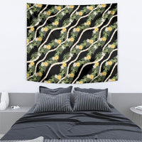 Hawaiian Pikake Maile Lei Tapestry Tiare Hibiscus Kalo Palapalai Leaf Black LT19 - Polynesian Pride