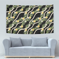 Hawaiian Pikake Maile Lei Tapestry Tiare Hibiscus Kalo Palapalai Leaf Black LT19 - Polynesian Pride