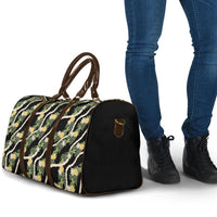 Hawaiian Pikake Maile Lei Travel Bag Tiare Hibiscus Kalo Palapalai Leaf Black LT19 - Polynesian Pride