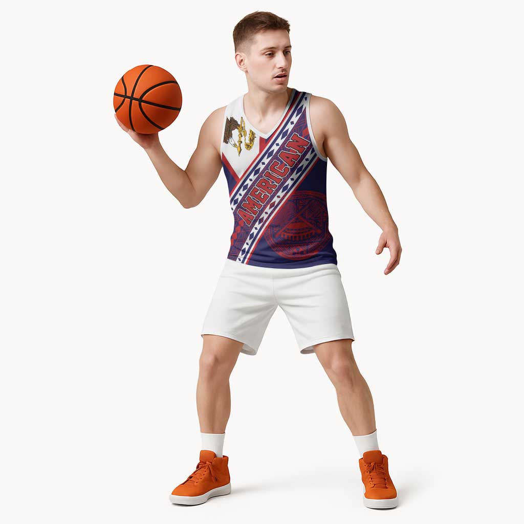American Samoa Flag Day Basketball Jersey Polynesian Tribal Tattoo Eagle Art