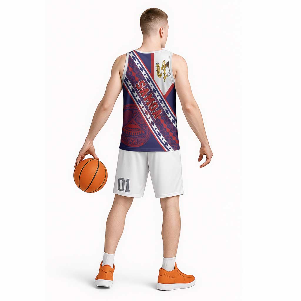 American Samoa Flag Day Basketball Jersey Polynesian Tribal Tattoo Eagle Art