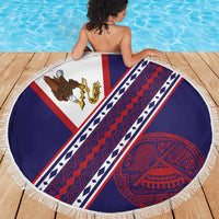 American Samoa Flag Day Beach Blanket Polynesian Tribal Tattoo Eagle Art LT19 - Polynesian Pride