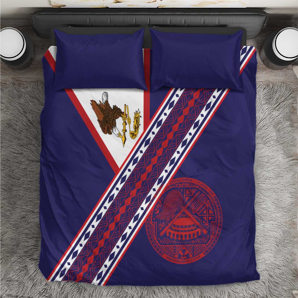 American Samoa Flag Day Bedding Set Polynesian Tribal Tattoo Eagle Art LT19 Navy - Polynesian Pride