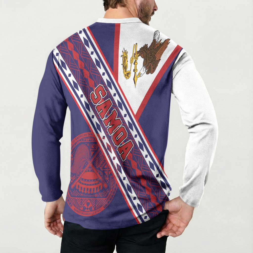 American Samoa Flag Day Button Sweatshirt Polynesian Tribal Tattoo Eagle Art LT19 - Polynesian Pride