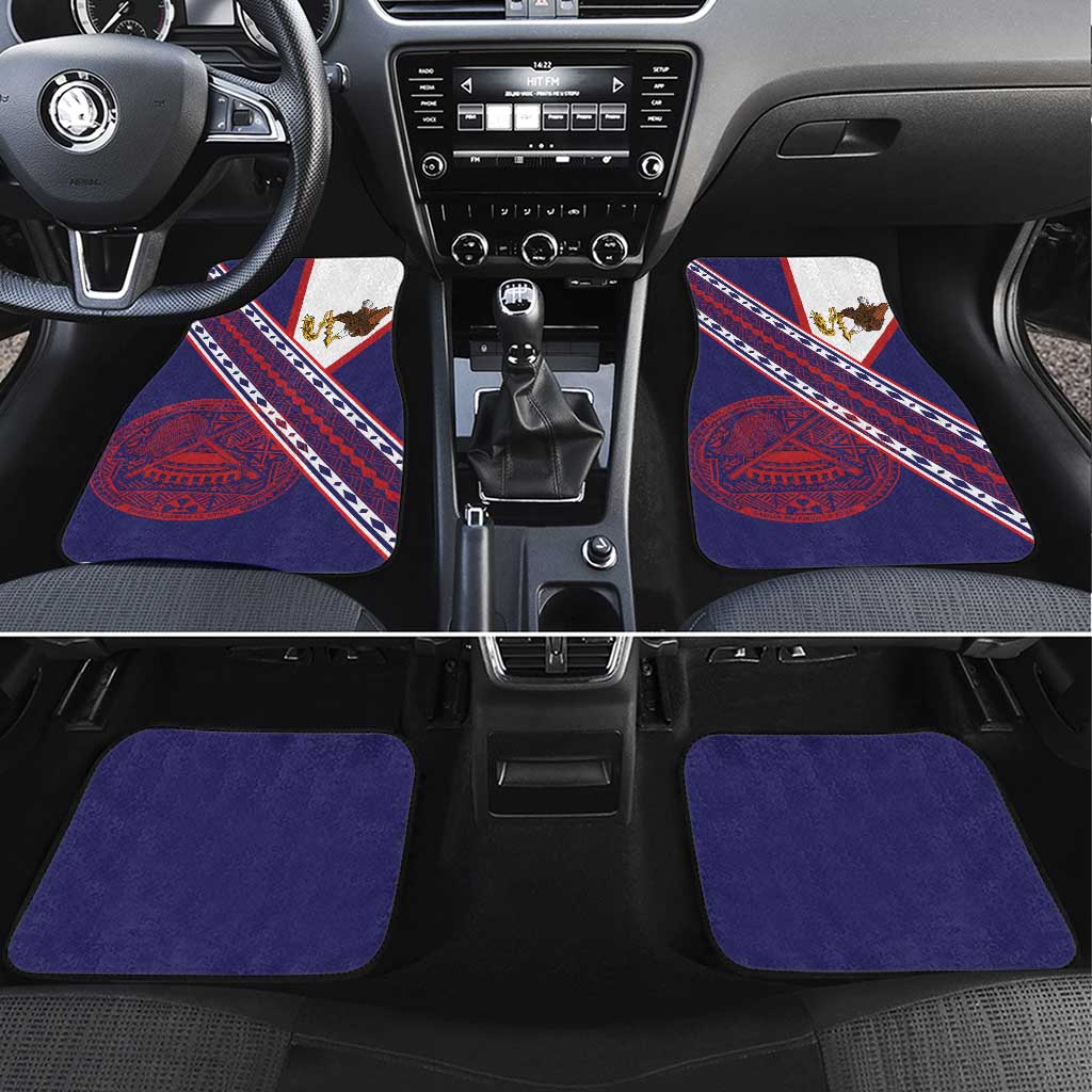 American Samoa Flag Day Car Mats Polynesian Tribal Tattoo Eagle Art LT19 Set 4pcs Navy - Polynesian Pride