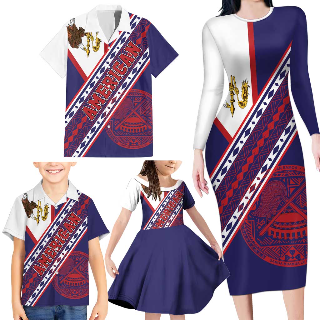 American Samoa Flag Day Family Matching Long Sleeve Bodycon Dress and Hawaiian Shirt Polynesian Tribal Tattoo Eagle Art LT19 - Polynesian Pride