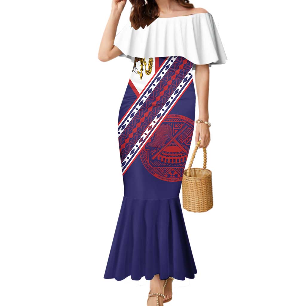 American Samoa Flag Day Family Matching Mermaid Dress and Hawaiian Shirt Polynesian Tribal Tattoo Eagle Art