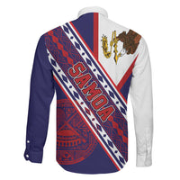 American Samoa Flag Day Family Matching Off The Shoulder Long Sleeve Dress and Hawaiian Shirt Polynesian Tribal Tattoo Eagle Art