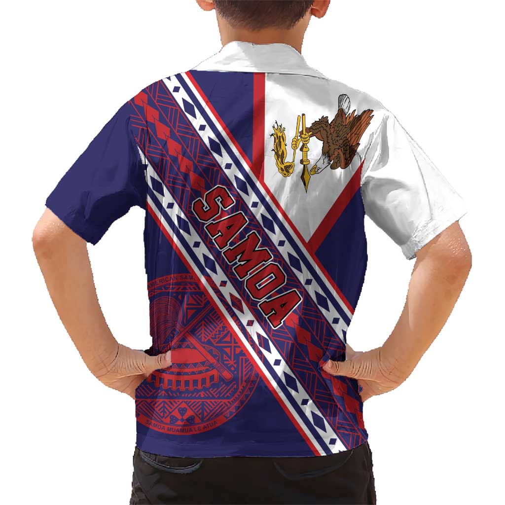 American Samoa Flag Day Family Matching Off Shoulder Short Dress and Hawaiian Shirt Polynesian Tribal Tattoo Eagle Art