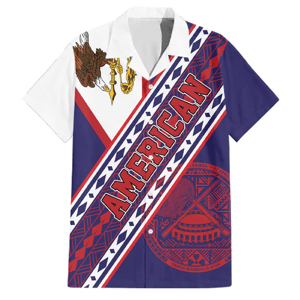 American Samoa Flag Day Family Matching Off Shoulder Short Dress and Hawaiian Shirt Polynesian Tribal Tattoo Eagle Art