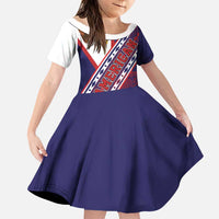 American Samoa Flag Day Family Matching Short Sleeve Bodycon Dress and Hawaiian Shirt Polynesian Tribal Tattoo Eagle Art