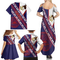 American Samoa Flag Day Family Matching Summer Maxi Dress and Hawaiian Shirt Polynesian Tribal Tattoo Eagle Art
