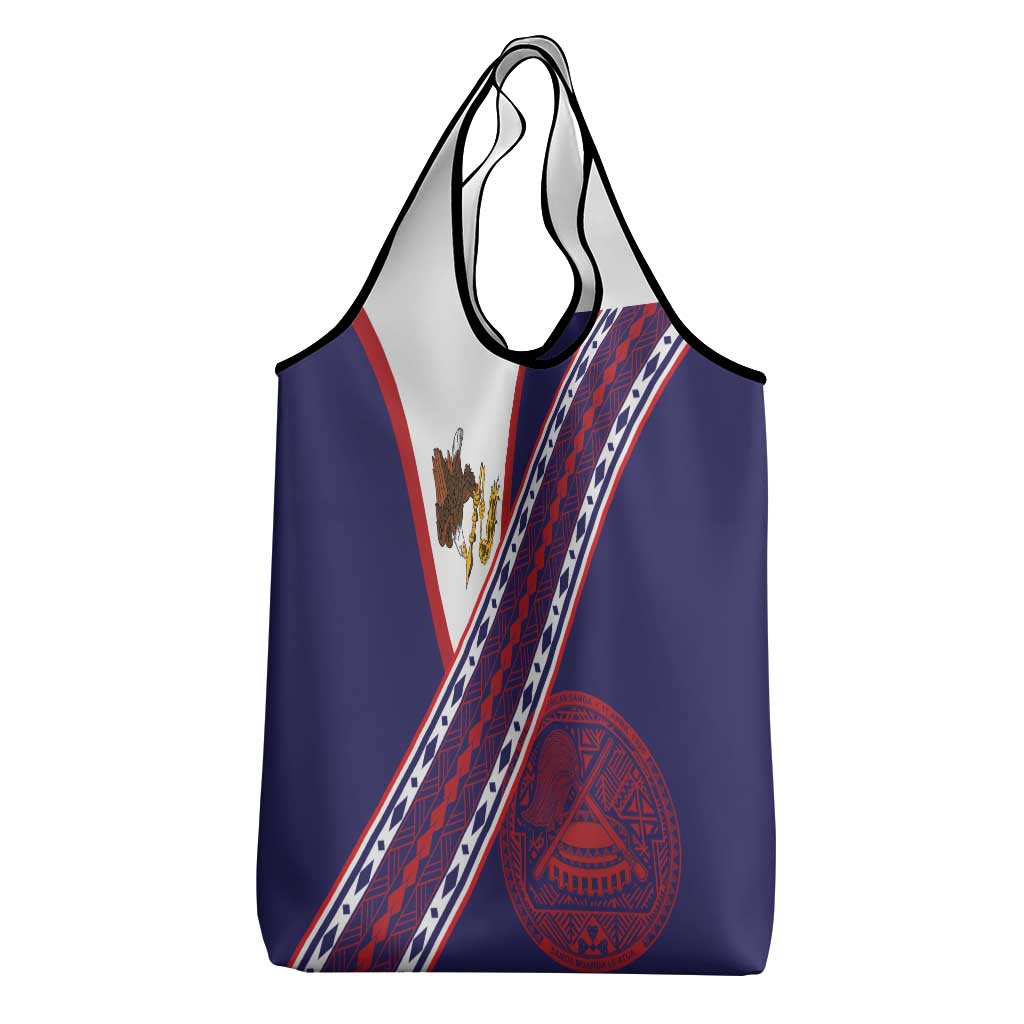 American Samoa Flag Day Grocery Bag Polynesian Tribal Tattoo Eagle Art LT19 - Polynesian Pride