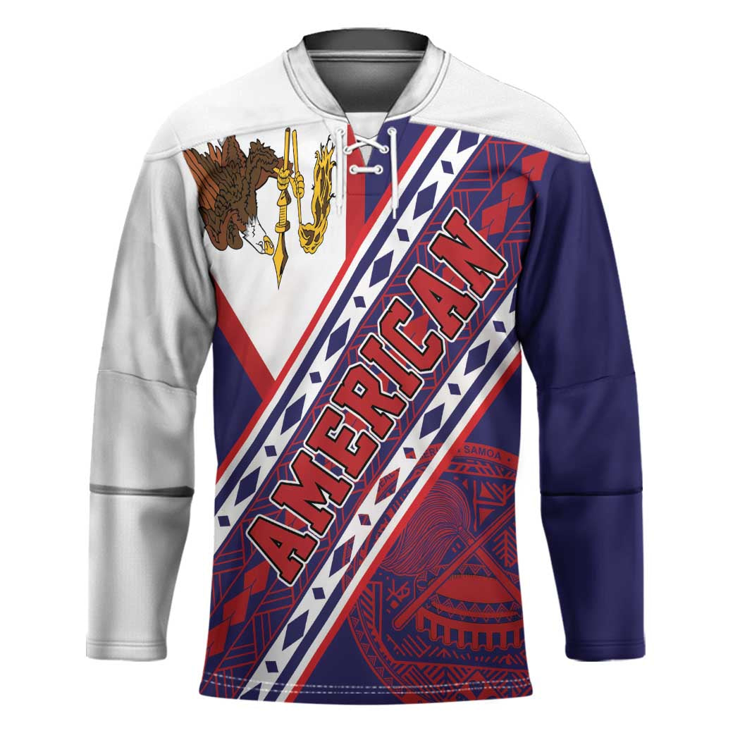 American Samoa Flag Day Hockey Jersey Polynesian Tribal Tattoo Eagle Art LT19 Unisex Navy - Polynesian Pride