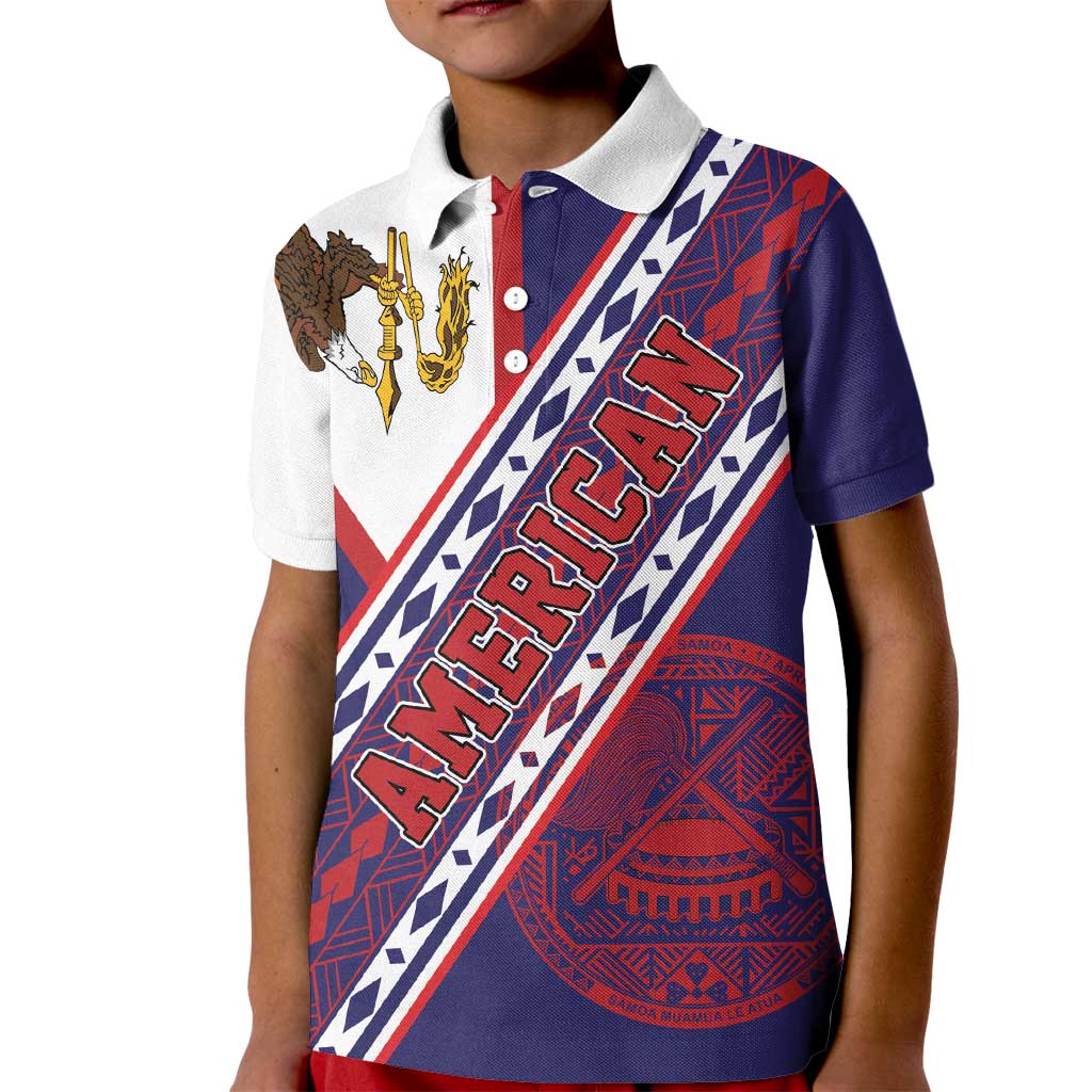 American Samoa Flag Day Kid Polo Shirt Polynesian Tribal Tattoo Eagle Art