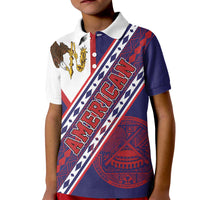 American Samoa Flag Day Kid Polo Shirt Polynesian Tribal Tattoo Eagle Art