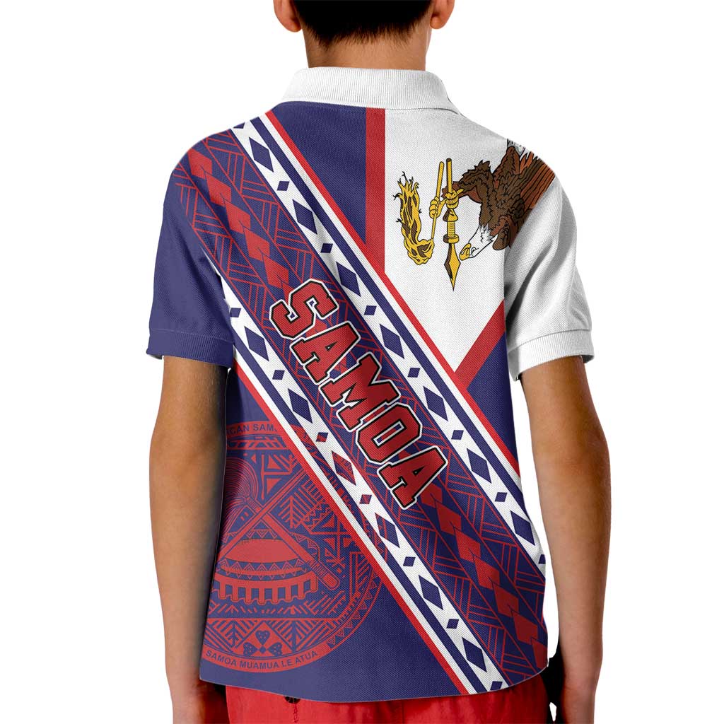 American Samoa Flag Day Kid Polo Shirt Polynesian Tribal Tattoo Eagle Art