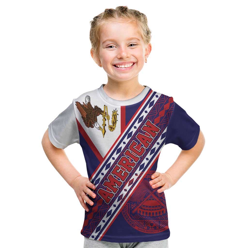 American Samoa Flag Day Kid T Shirt Polynesian Tribal Tattoo Eagle Art LT19 Navy - Polynesian Pride