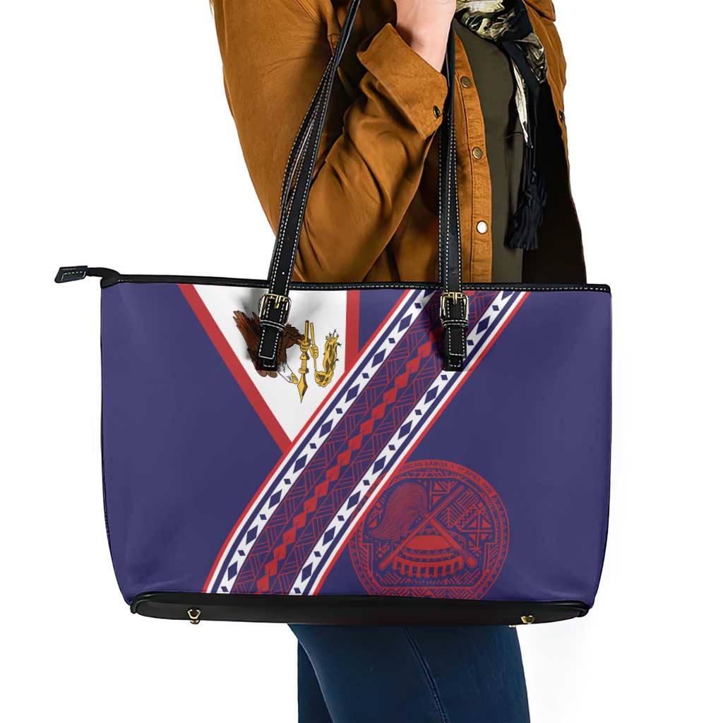 American Samoa Flag Day Leather Tote Bag Polynesian Tribal Tattoo Eagle Art LT19 - Polynesian Pride