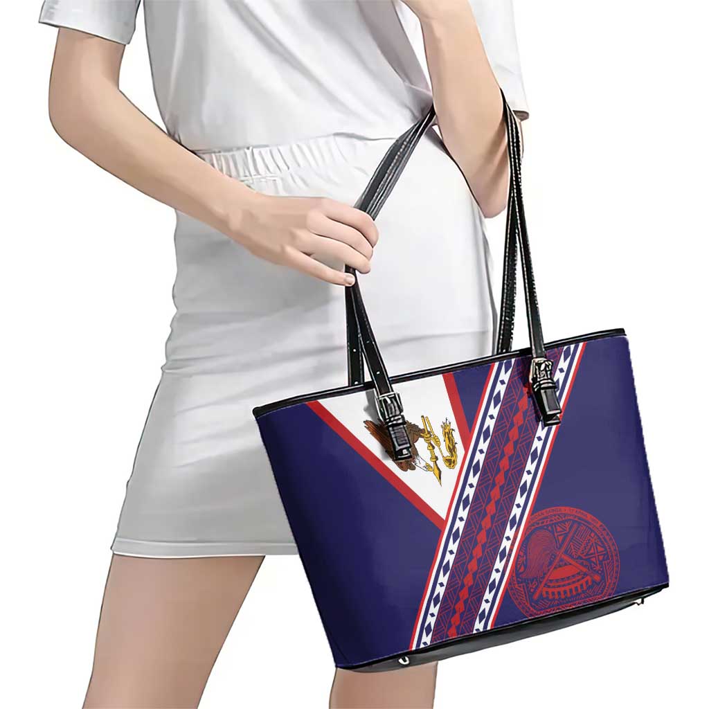 American Samoa Flag Day Leather Tote Bag Polynesian Tribal Tattoo Eagle Art LT19 - Polynesian Pride