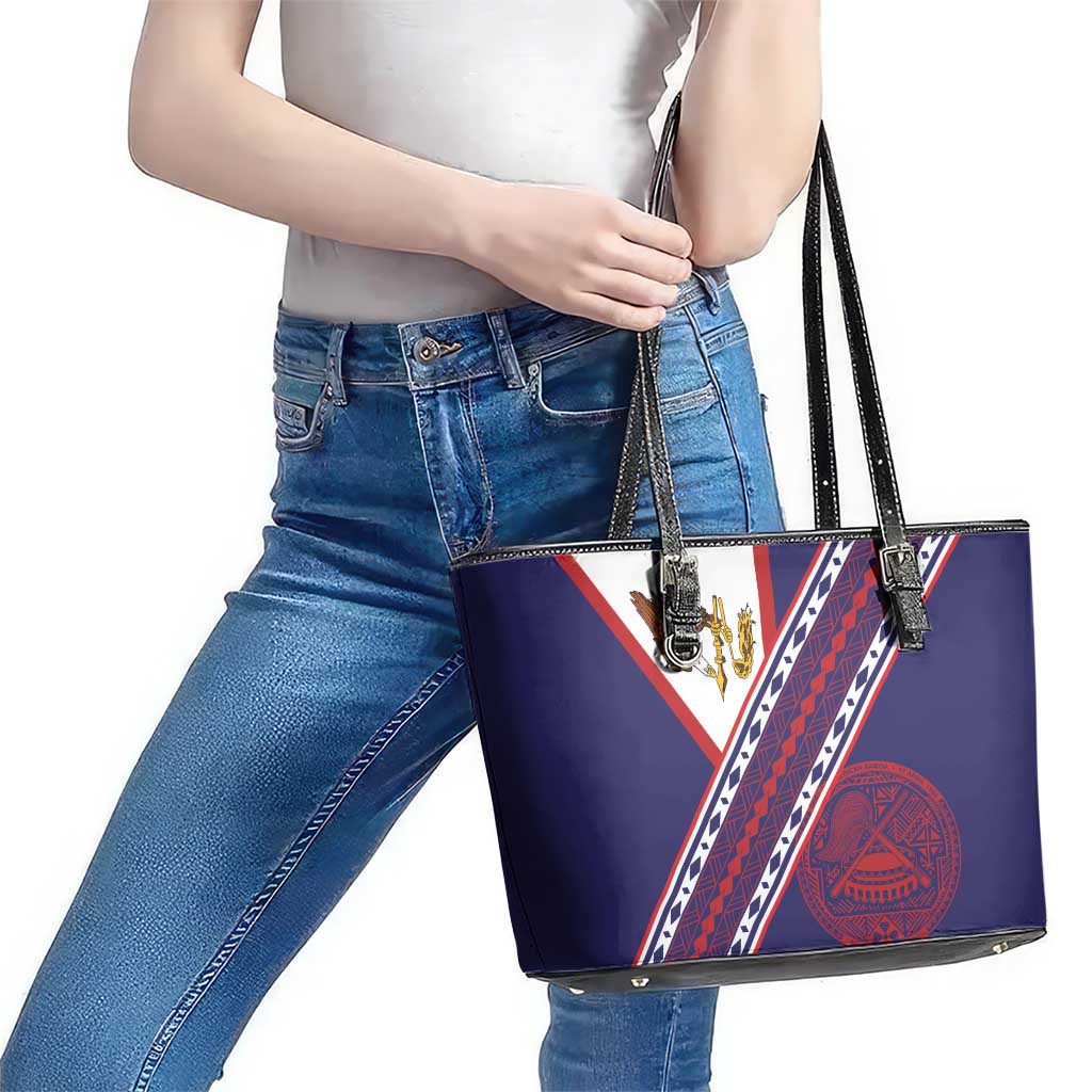 American Samoa Flag Day Leather Tote Bag Polynesian Tribal Tattoo Eagle Art LT19 - Polynesian Pride