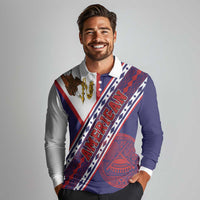 American Samoa Flag Day Long Sleeve Polo Shirt Polynesian Tribal Tattoo Eagle Art LT19 - Polynesian Pride