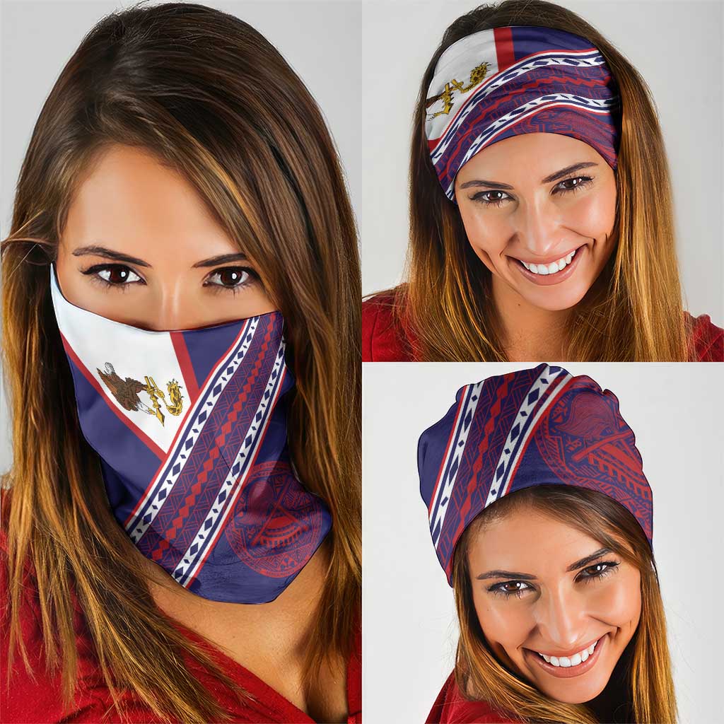 American Samoa Flag Day Neck Gaiter Polynesian Tribal Tattoo Eagle Art LT19 - Polynesian Pride