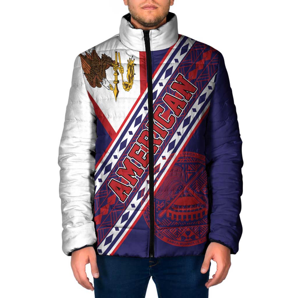 American Samoa Flag Day Padded Jacket Polynesian Tribal Tattoo Eagle Art