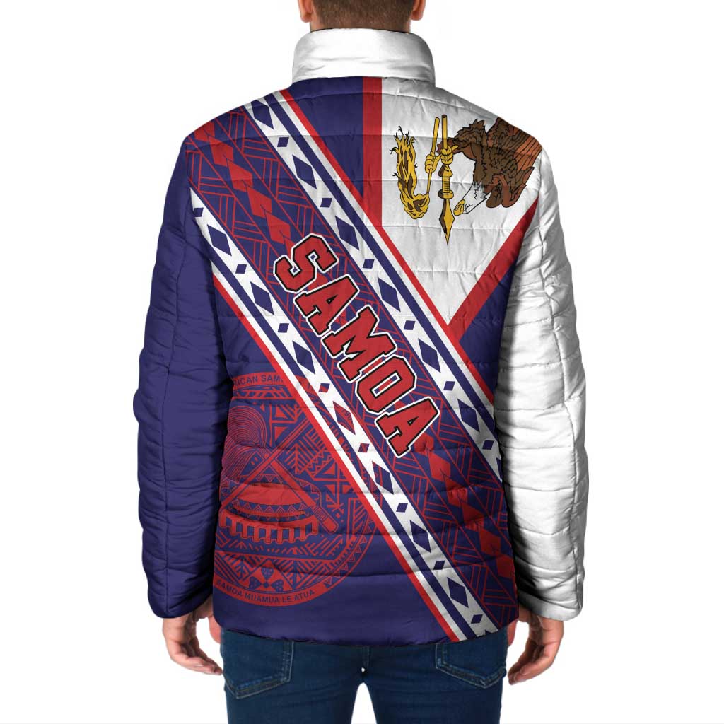 American Samoa Flag Day Padded Jacket Polynesian Tribal Tattoo Eagle Art