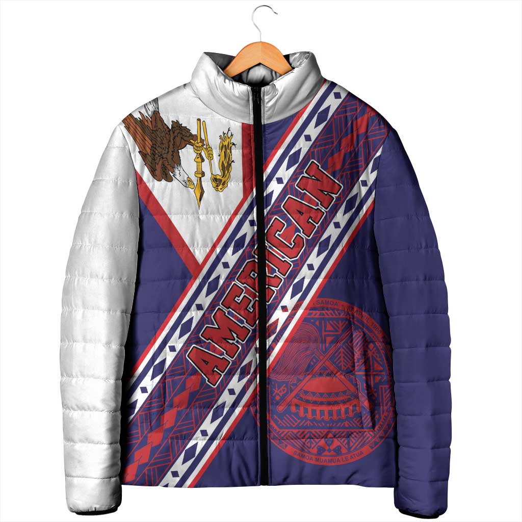 American Samoa Flag Day Padded Jacket Polynesian Tribal Tattoo Eagle Art