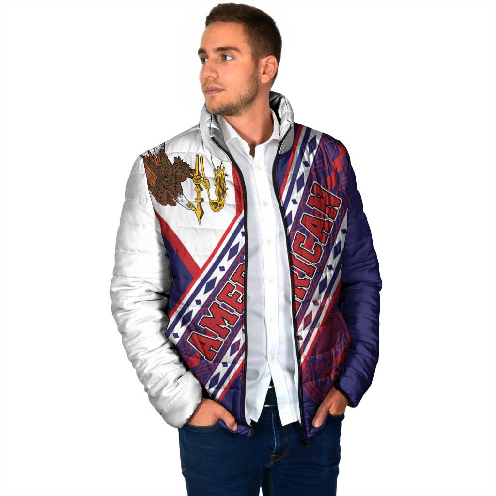 American Samoa Flag Day Padded Jacket Polynesian Tribal Tattoo Eagle Art