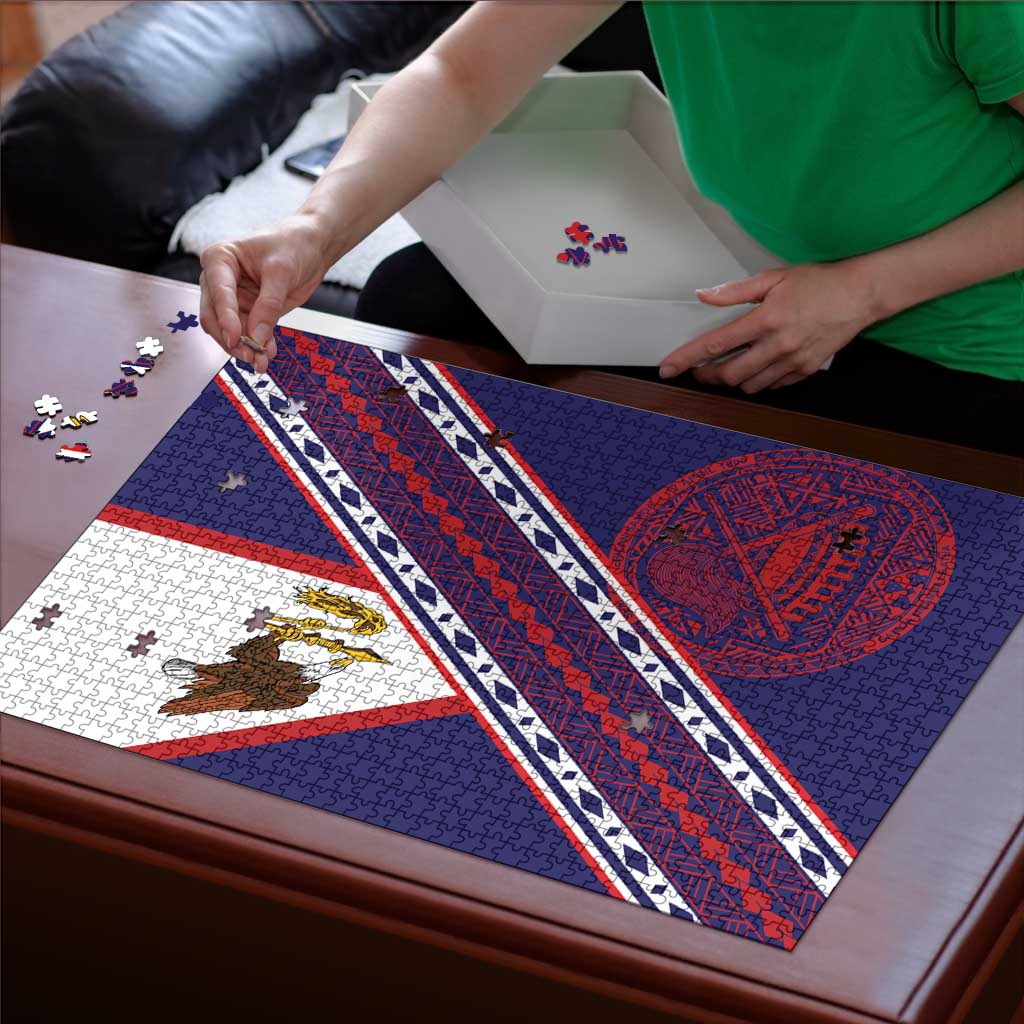 American Samoa Flag Day Puzzle Polynesian Tribal Tattoo Eagle Art LT19 - Polynesian Pride