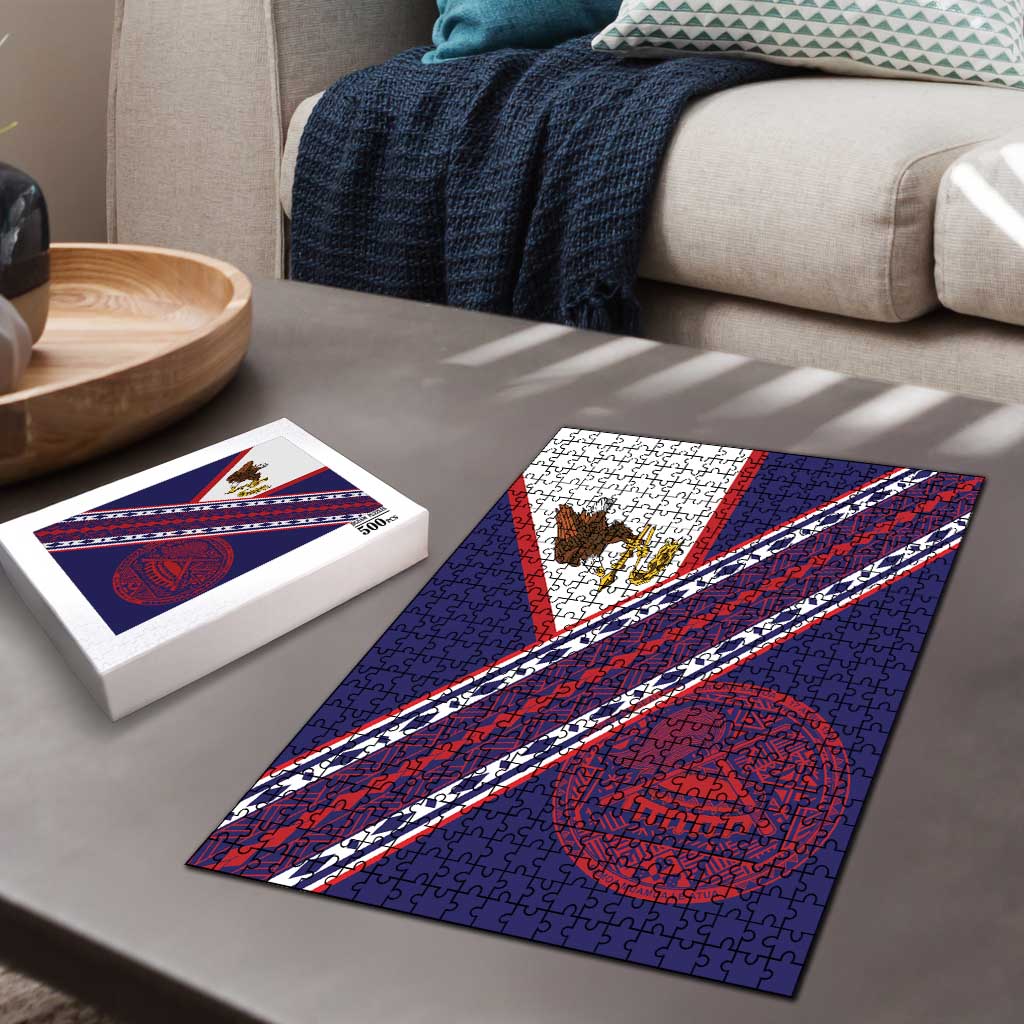 American Samoa Flag Day Puzzle Polynesian Tribal Tattoo Eagle Art LT19 - Polynesian Pride
