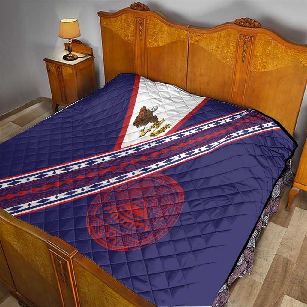 American Samoa Flag Day Quilt Polynesian Tribal Tattoo Eagle Art LT19 - Polynesian Pride