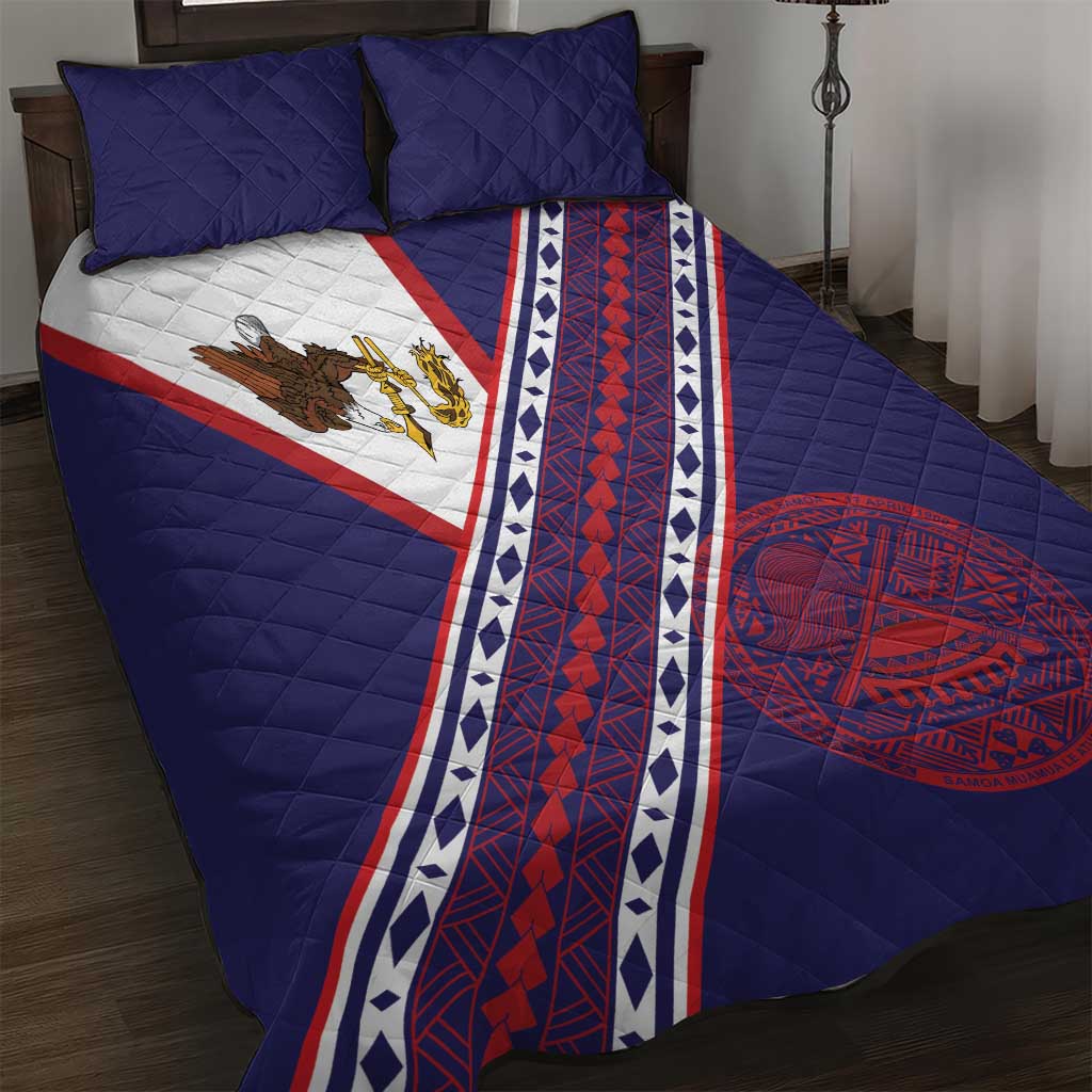 American Samoa Flag Day Quilt Bed Set Polynesian Tribal Tattoo Eagle Art