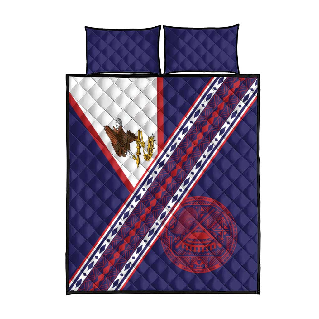 American Samoa Flag Day Quilt Bed Set Polynesian Tribal Tattoo Eagle Art