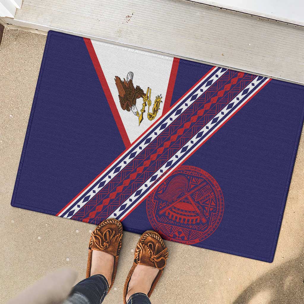 American Samoa Flag Day Rubber Doormat Polynesian Tribal Tattoo Eagle Art LT19 - Polynesian Pride