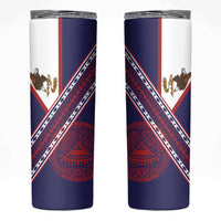 American Samoa Flag Day Skinny Tumbler Polynesian Tribal Tattoo Eagle Art LT19 Navy - Polynesian Pride