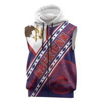American Samoa Flag Day Sleeveless Zip Hoodie Polynesian Tribal Tattoo Eagle Art