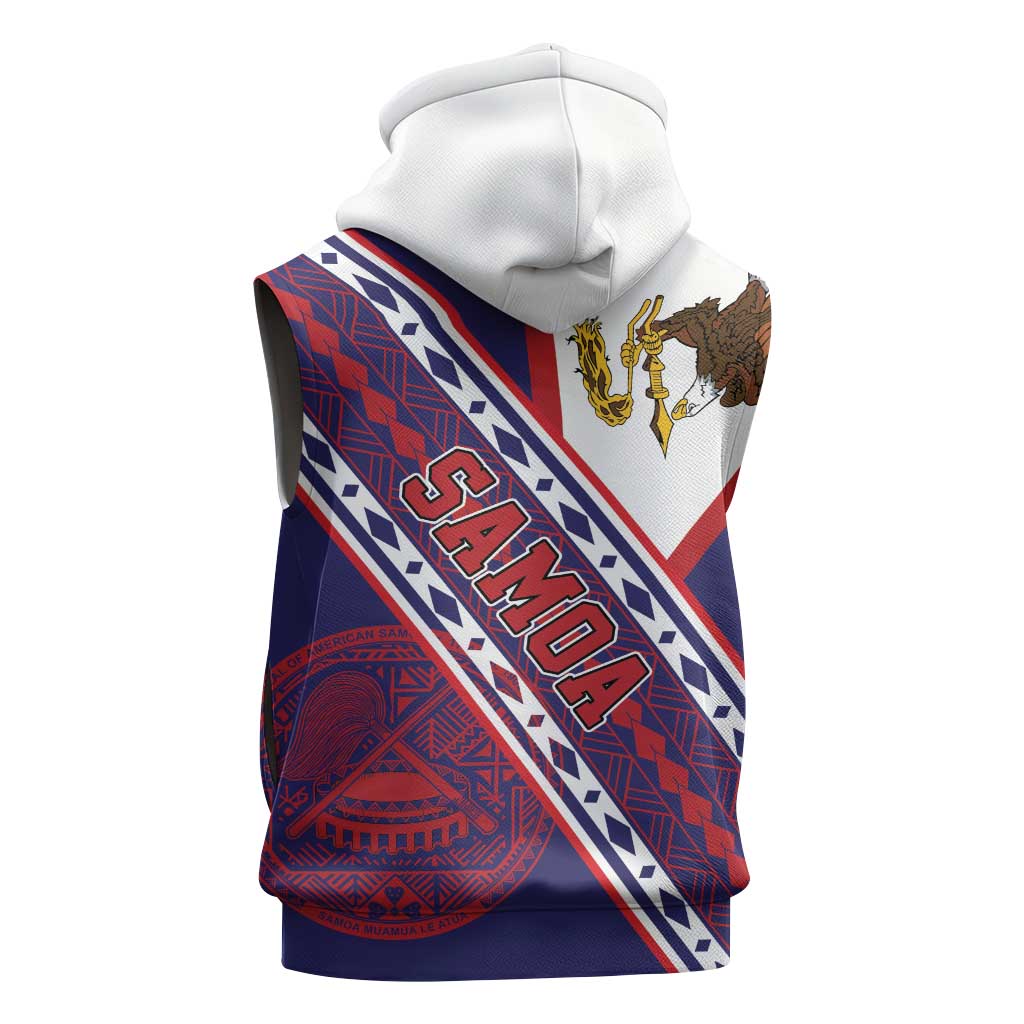 American Samoa Flag Day Sleeveless Zip Hoodie Polynesian Tribal Tattoo Eagle Art