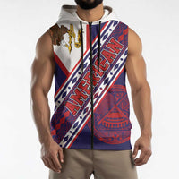 American Samoa Flag Day Sleeveless Zip Hoodie Polynesian Tribal Tattoo Eagle Art