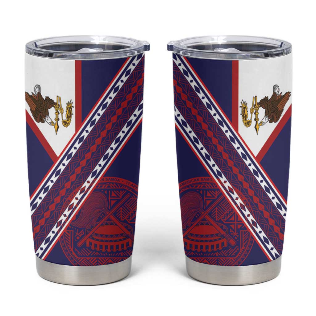 American Samoa Flag Day Tumbler Cup Polynesian Tribal Tattoo Eagle Art LT19 Navy - Polynesian Pride