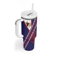 American Samoa Flag Day Tumbler With Handle Polynesian Tribal Tattoo Eagle Art LT19 - Polynesian Pride
