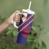 American Samoa Flag Day Tumbler With Handle Polynesian Tribal Tattoo Eagle Art LT19 - Polynesian Pride